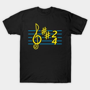 Notes music. Treble clef (color print) T-Shirt